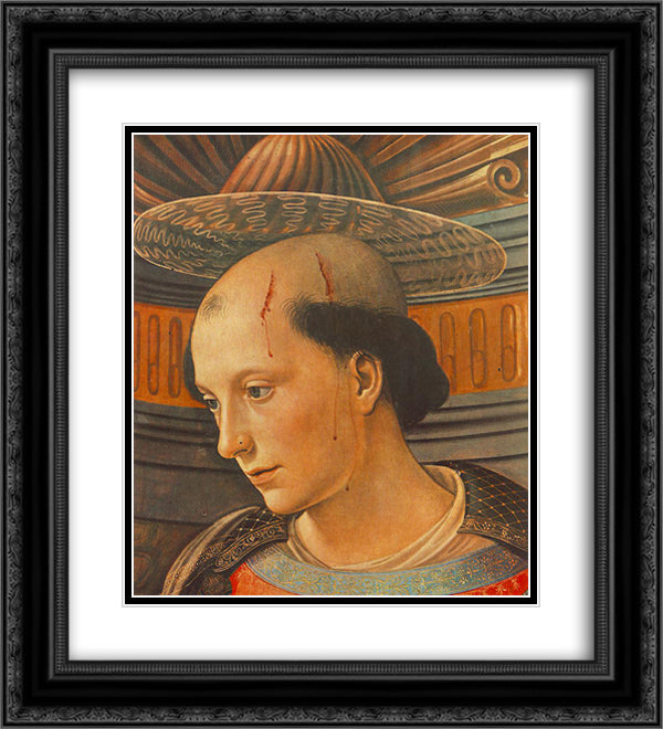 St. Stephen 20x22 Black Ornate Wood Framed Art Print Poster with Double Matting by Ghirlandaio, Domenico