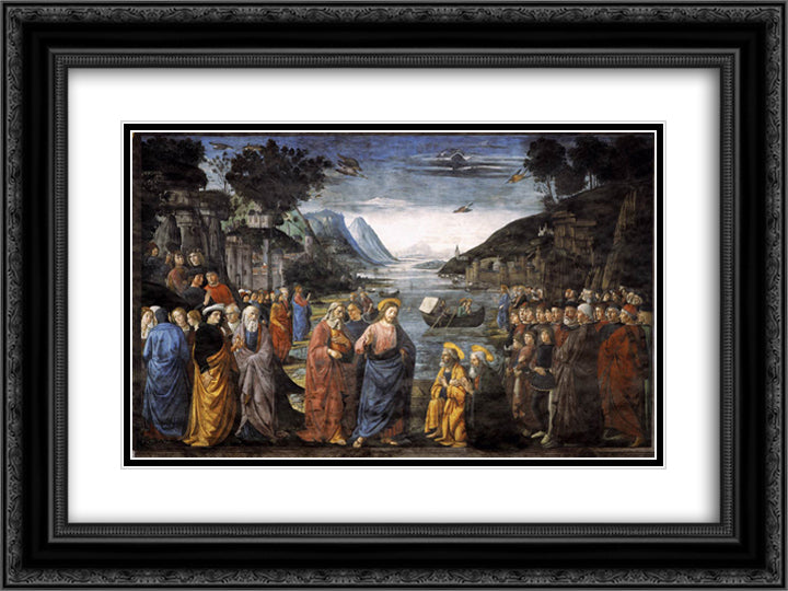 The Calling of St. Peter and St. Andrew 24x18 Black Ornate Wood Framed Art Print Poster with Double Matting by Ghirlandaio, Domenico