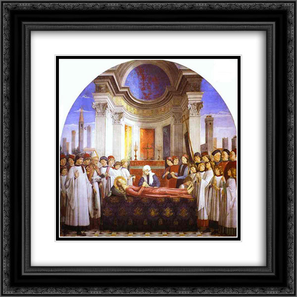 The Funeral of St. Fina 20x20 Black Ornate Wood Framed Art Print Poster with Double Matting by Ghirlandaio, Domenico