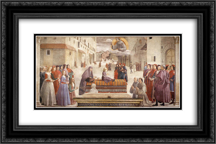The Miracle of a Child 24x16 Black Ornate Wood Framed Art Print Poster with Double Matting by Ghirlandaio, Domenico