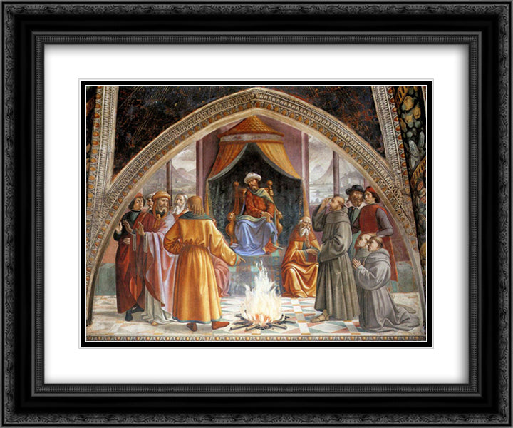 The Trial by Fire, St. Francis before the Sultan of Egypt 24x20 Black Ornate Wood Framed Art Print Poster with Double Matting by Ghirlandaio, Domenico