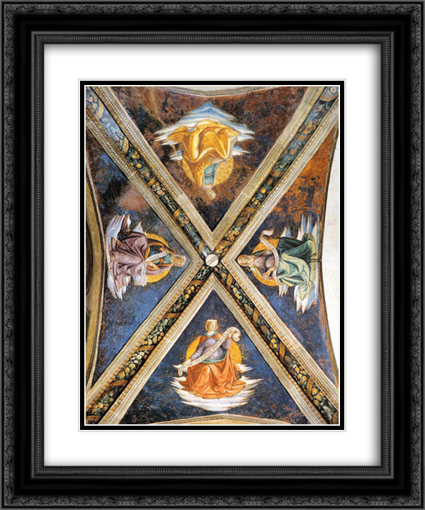 Vaulting of the Sassetti Chapel 20x24 Black Ornate Wood Framed Art Print Poster with Double Matting by Ghirlandaio, Domenico
