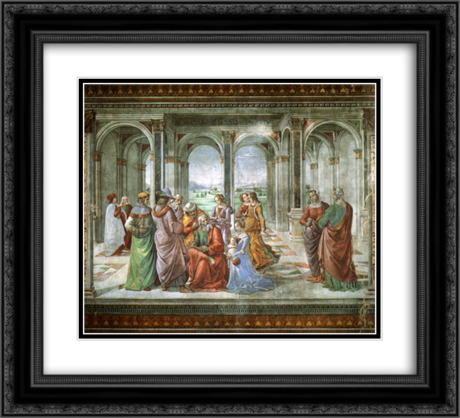 Zacharias Writes Down the Name of His Son 22x20 Black Ornate Wood Framed Art Print Poster with Double Matting by Ghirlandaio, Domenico