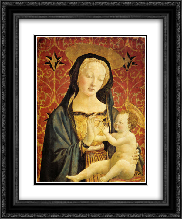 Madonna and Child 20x24 Black Ornate Wood Framed Art Print Poster with Double Matting by Veneziano, Domenico