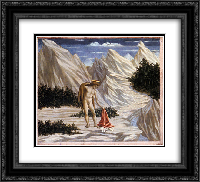 St. John in the Desert 22x20 Black Ornate Wood Framed Art Print Poster with Double Matting by Veneziano, Domenico