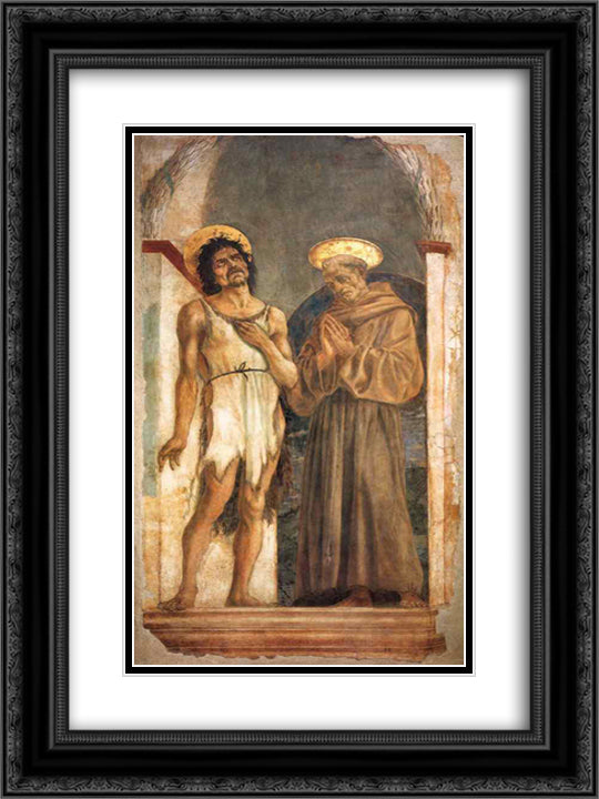 St. John the Baptist and St. Francis of Assisi 18x24 Black Ornate Wood Framed Art Print Poster with Double Matting by Veneziano, Domenico