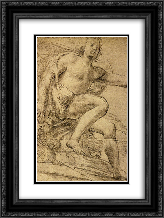 Study of Apollo 18x24 Black Ornate Wood Framed Art Print Poster with Double Matting by Veneziano, Domenico