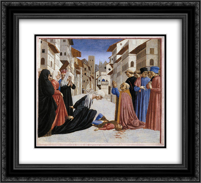 The Miracle of St. Zenobius 22x20 Black Ornate Wood Framed Art Print Poster with Double Matting by Veneziano, Domenico