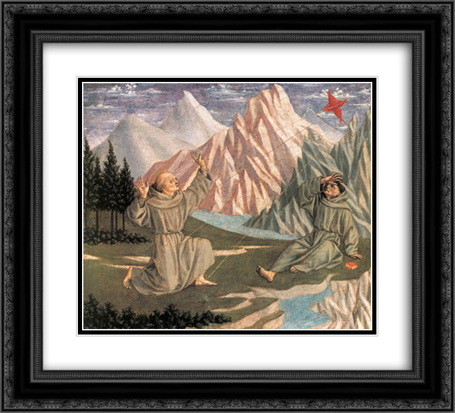 The Stigmatization of St. Francis 22x20 Black Ornate Wood Framed Art Print Poster with Double Matting by Veneziano, Domenico