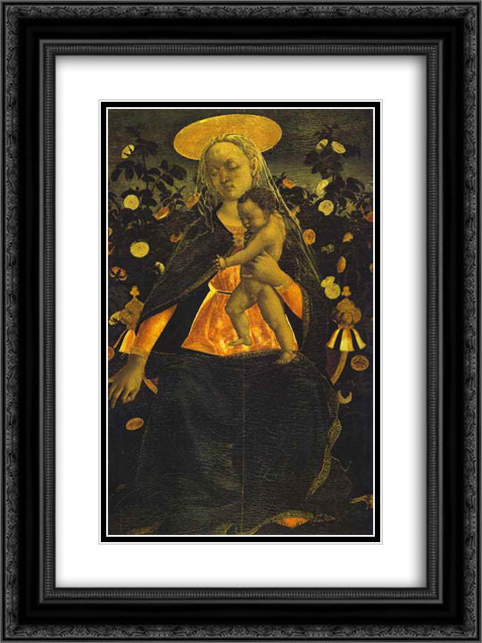 Virgin and Child 18x24 Black Ornate Wood Framed Art Print Poster with Double Matting by Veneziano, Domenico