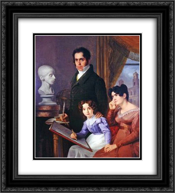 Famlia Barros 20x22 Black Ornate Wood Framed Art Print Poster with Double Matting by Sequeira, Domingos