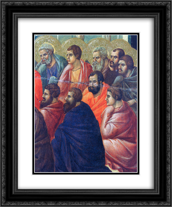 Christ preaches the Apostles (Fragment) 20x24 Black Ornate Wood Framed Art Print Poster with Double Matting by Duccio