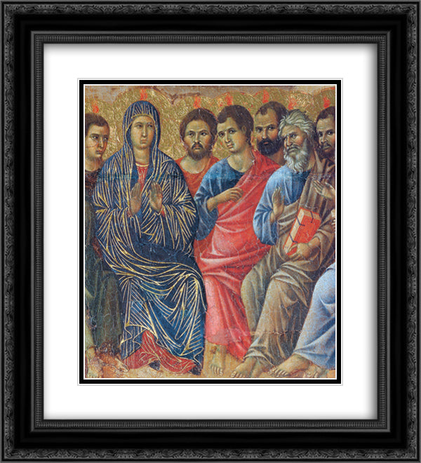Descent of the Holy Spirit upon the Apostles (Fragment) 20x22 Black Ornate Wood Framed Art Print Poster with Double Matting by Duccio