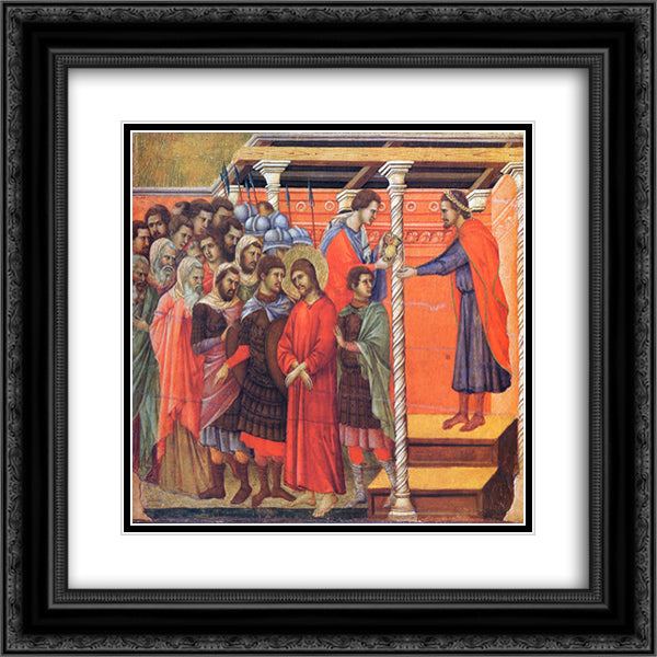 Pilate washes his hands 20x20 Black Ornate Wood Framed Art Print Poster with Double Matting by Duccio