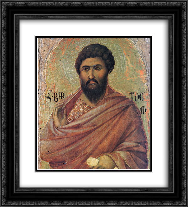The Apostle Bartholomew 20x22 Black Ornate Wood Framed Art Print Poster with Double Matting by Duccio