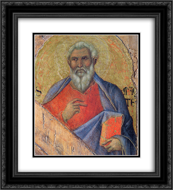 The Apostle Matthew 20x22 Black Ornate Wood Framed Art Print Poster with Double Matting by Duccio