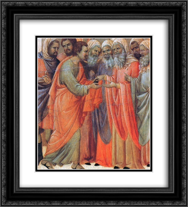 The Betrayal of Judas (Fragment) 20x22 Black Ornate Wood Framed Art Print Poster with Double Matting by Duccio