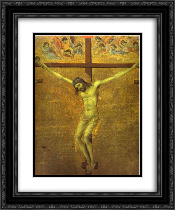 The Crucifixion 20x24 Black Ornate Wood Framed Art Print Poster with Double Matting by Duccio
