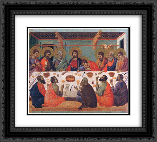 The Last Supper 22x20 Black Ornate Wood Framed Art Print Poster with Double Matting by Duccio