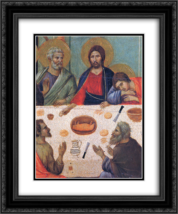 The Last Supper (Fragment) 20x24 Black Ornate Wood Framed Art Print Poster with Double Matting by Duccio