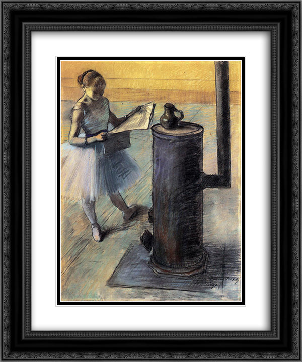 Dancer resting 20x24 Black Ornate Wood Framed Art Print Poster with Double Matting by Degas, Edgar