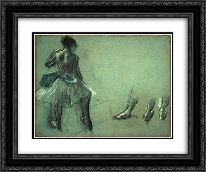 Dancer Seen from Behind and 3 Studies of Feet 24x20 Black Ornate Wood Framed Art Print Poster with Double Matting by Degas, Edgar