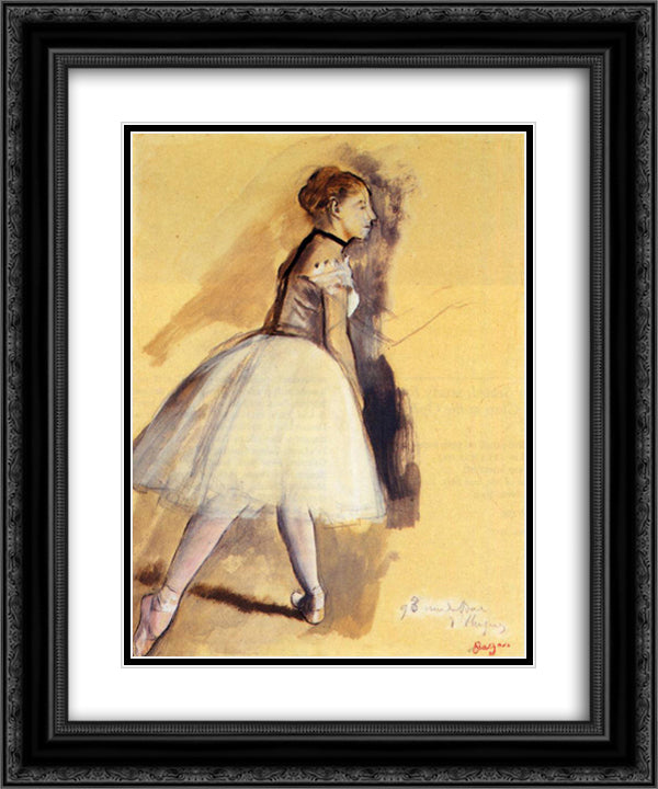 Dancer Standing (study) 20x24 Black Ornate Wood Framed Art Print Poster with Double Matting by Degas, Edgar