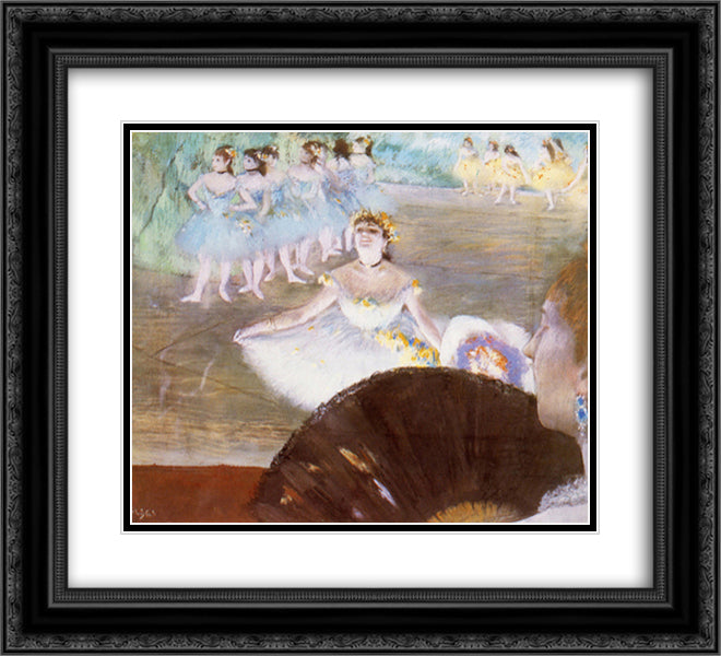 Dancer with a Bouquet of Flowers 22x20 Black Ornate Wood Framed Art Print Poster with Double Matting by Degas, Edgar