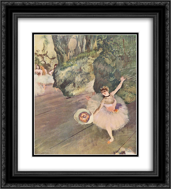 Dancer with a bouquet of flowers (The Star of the ballet) 20x22 Black Ornate Wood Framed Art Print Poster with Double Matting by Degas, Edgar