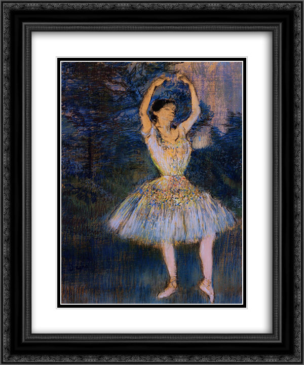 Dancer with Raised Arms 20x24 Black Ornate Wood Framed Art Print Poster with Double Matting by Degas, Edgar