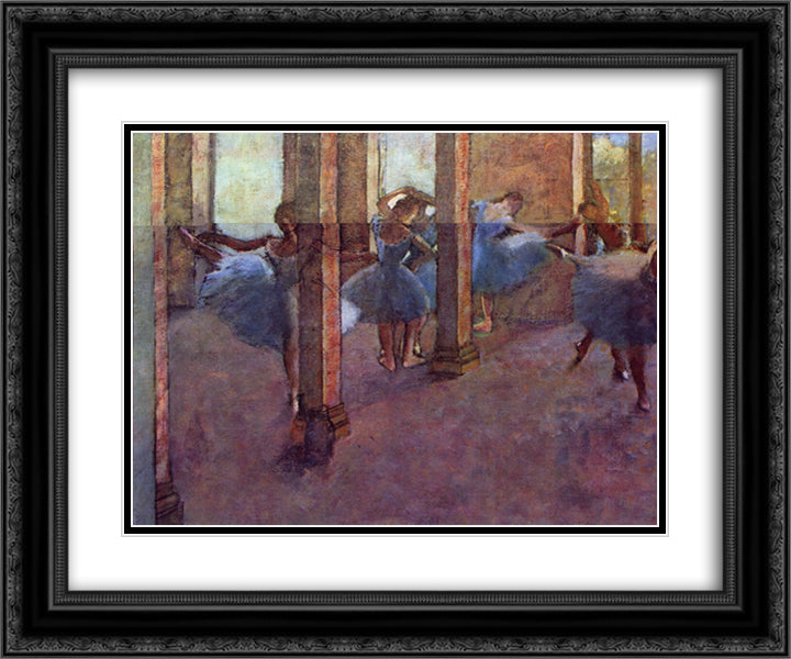 Dancers in Foyer 24x20 Black Ornate Wood Framed Art Print Poster with Double Matting by Degas, Edgar