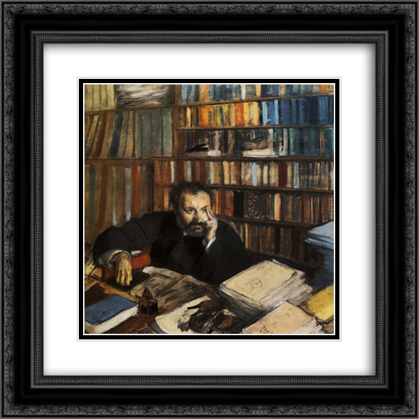 Edmond Duranty 20x20 Black Ornate Wood Framed Art Print Poster with Double Matting by Degas, Edgar