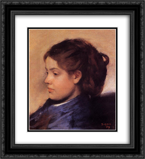 Emma Dobigny 20x22 Black Ornate Wood Framed Art Print Poster with Double Matting by Degas, Edgar