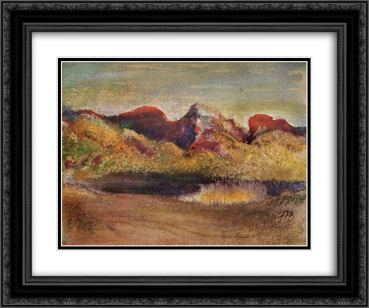 Lake and Mountains 24x20 Black Ornate Wood Framed Art Print Poster with Double Matting by Degas, Edgar