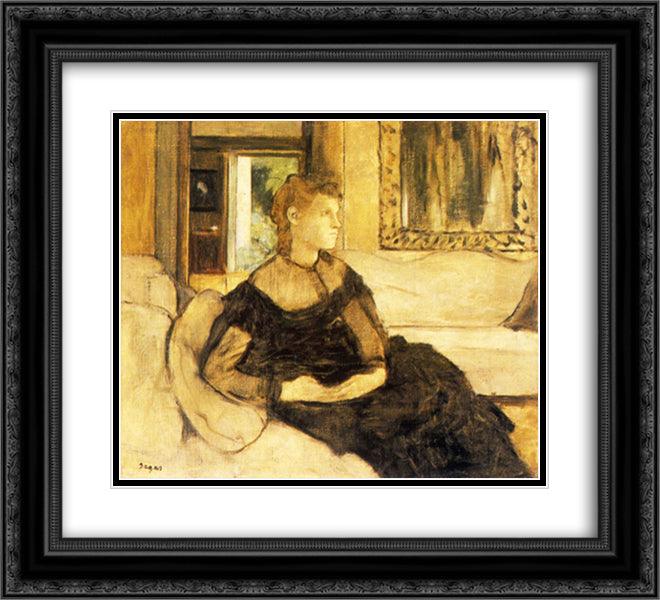 Madame Gobillard, Yves Morisot 22x20 Black Ornate Wood Framed Art Print Poster with Double Matting by Degas, Edgar