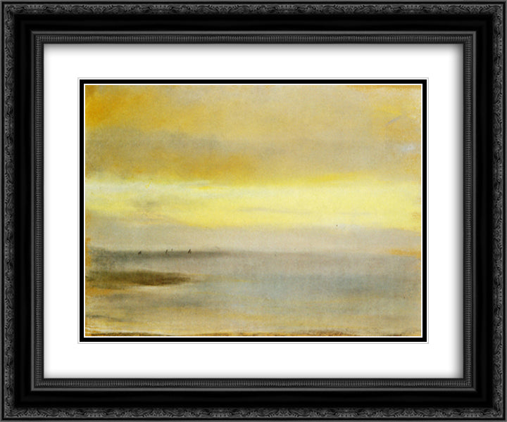 Marina, Sunset 24x20 Black Ornate Wood Framed Art Print Poster with Double Matting by Degas, Edgar