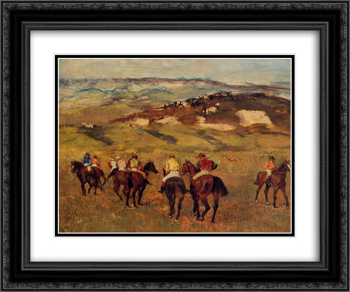 Racehorses 24x20 Black Ornate Wood Framed Art Print Poster with Double Matting by Degas, Edgar