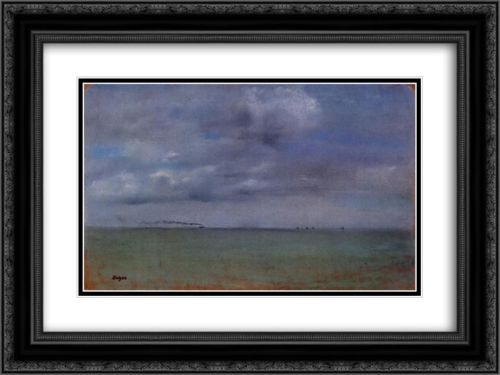 Seascape 24x18 Black Ornate Wood Framed Art Print Poster with Double Matting by Degas, Edgar