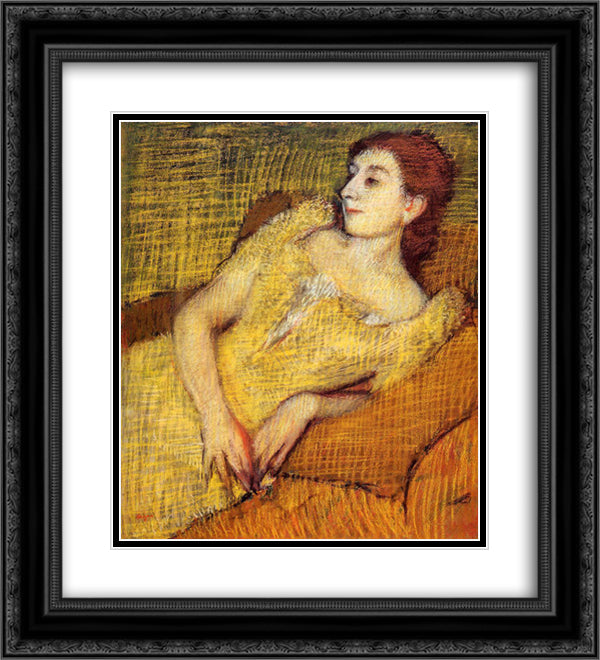 Seated Woman 20x22 Black Ornate Wood Framed Art Print Poster with Double Matting by Degas, Edgar