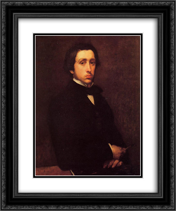 Self Portrait 20x24 Black Ornate Wood Framed Art Print Poster with Double Matting by Degas, Edgar