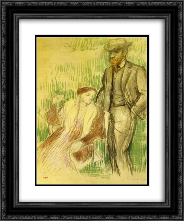 Study for a Portrait 20x24 Black Ornate Wood Framed Art Print Poster with Double Matting by Degas, Edgar