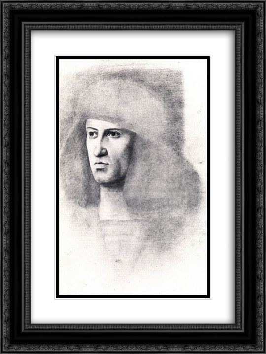 Study of Gentile Bellini 18x24 Black Ornate Wood Framed Art Print Poster with Double Matting by Degas, Edgar