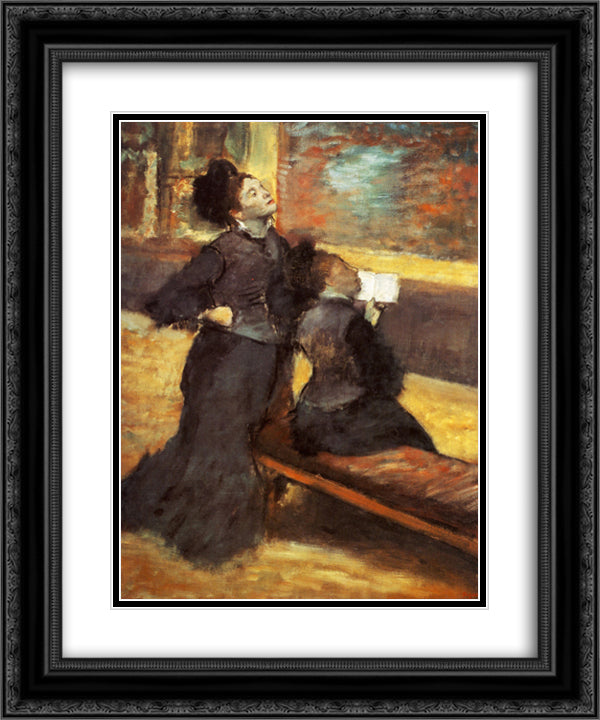 Visit to a Museum 20x24 Black Ornate Wood Framed Art Print Poster with Double Matting by Degas, Edgar