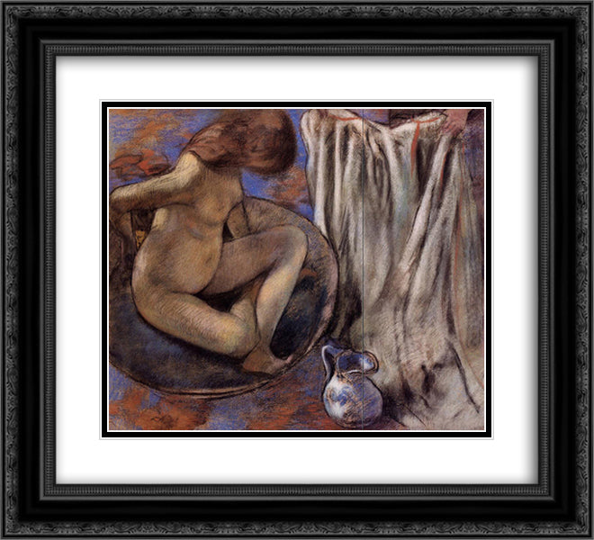 Woman in the Tub 22x20 Black Ornate Wood Framed Art Print Poster with Double Matting by Degas, Edgar