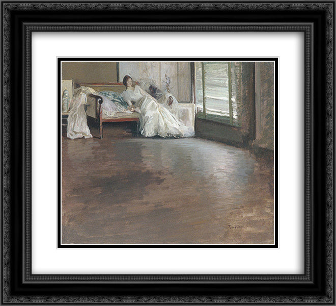 Across the Room 22x20 Black Ornate Wood Framed Art Print Poster with Double Matting by Tarbell, Edmund Charles