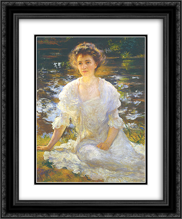 Portrait of Elanor Hyde Phillips 20x24 Black Ornate Wood Framed Art Print Poster with Double Matting by Tarbell, Edmund Charles