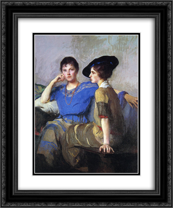 The Sisters 20x24 Black Ornate Wood Framed Art Print Poster with Double Matting by Tarbell, Edmund Charles
