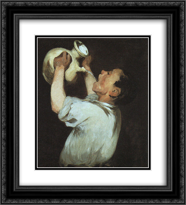 A boy with a pitcher 20x22 Black Ornate Wood Framed Art Print Poster with Double Matting by Manet, Edouard