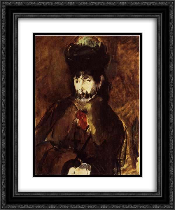 A veiled young woman 20x24 Black Ornate Wood Framed Art Print Poster with Double Matting by Manet, Edouard