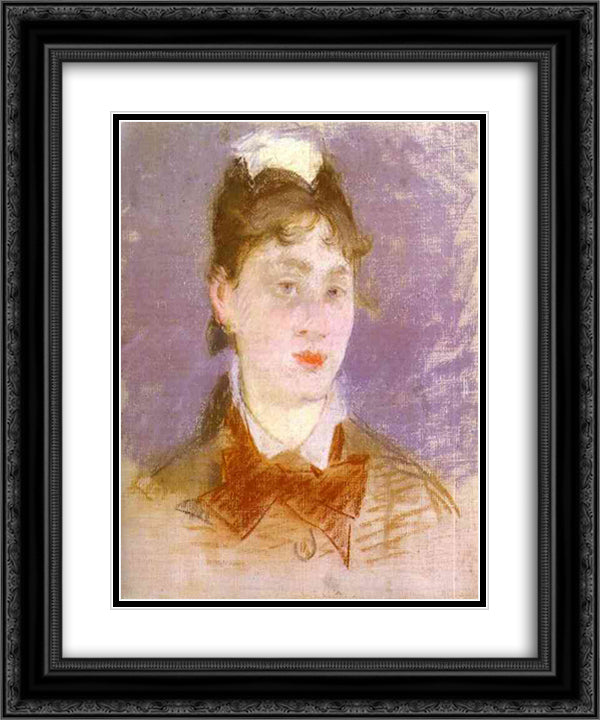 A young girl 20x24 Black Ornate Wood Framed Art Print Poster with Double Matting by Manet, Edouard